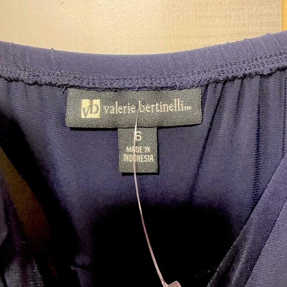 Valerie Bertinelli NWOT Navy V Neck Rosette Detail Tiered Ruffle Bodycon Dress 6 - Picture 3 of 6